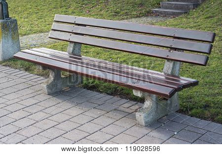 Park Bench With Wooden Planks To Rest