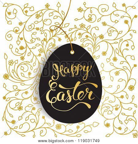 Easter Greeting Card With  Easter Egg And Original  Text