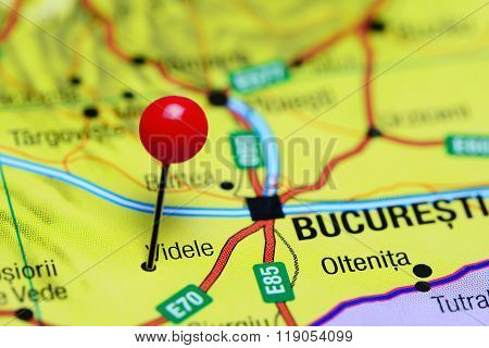 Videle pinned on a map of Romania