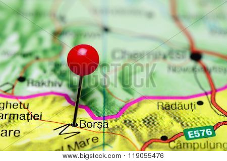 Borsa pinned on a map of Romania
