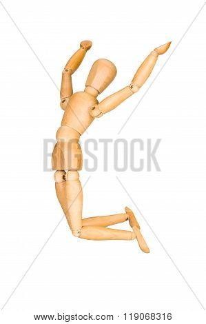 Jumping mannequin isolated