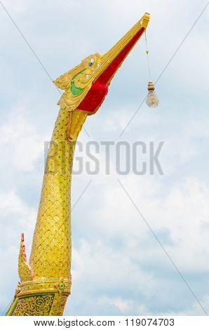 Heads Of Naka Snake Or Naga Or Serpent In Buddhist Temple In Thailand