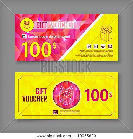 Gift voucher template. Discount voucher. Gift certificate. Two side of gift voucher. Gift coupon template. Vector voucher template. Voucher design. Discount coupon. Special offer voucher. Layout voucher. Voucher background. Sale voucher coupon. Voucher.