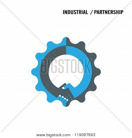 Creative Handshake Sign And Industrial Idea Concept Background, Design For Poster Flyer Cover Brochu