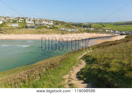 South west coast path Mawgan Porth north Cornwall England near Newquay