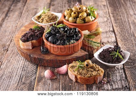 canape with olive and tapenade