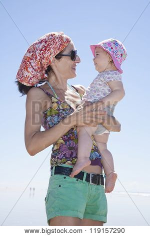 Tender Mom And Baby Looking