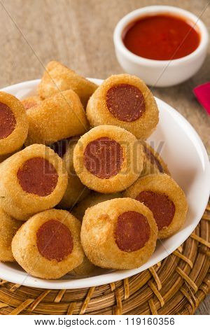 Sausage Fried Snacks. Brazilian Snacks .