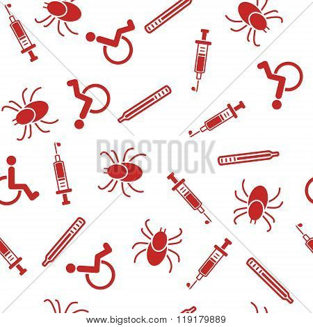 Mite Encefalite Seamless Seamless Flat Glyph Pattern