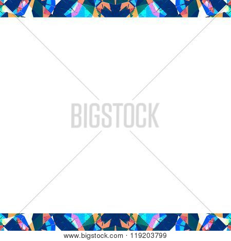 White Frame With Sharp Geometric Multicolor Collage Pattern Borders