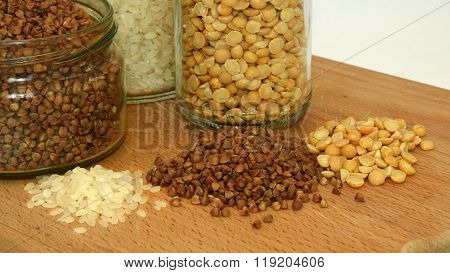 Buckwheat, rice and pease
