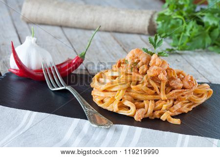 Fettuccine With Shrimp Cream And Brandy