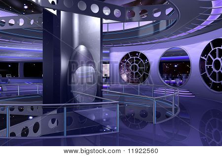 Rendering 3D dell'interno di un astronave