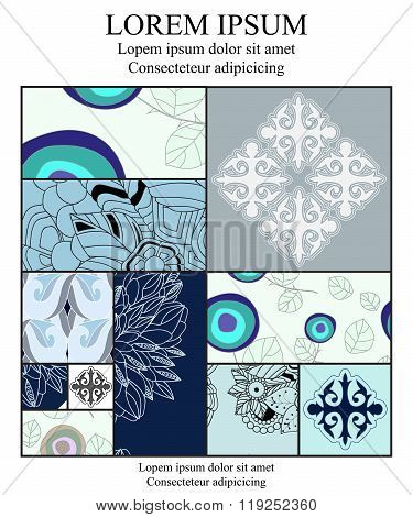 Stock Vector Template For Brochure, Card, Cover, Book With Patchwork Design