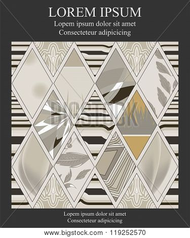 Stock Vector Template For Brochure, Card, Cover, Book With Patchwork Design