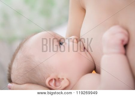 Mother Is Breast-feeding A Newborn Baby