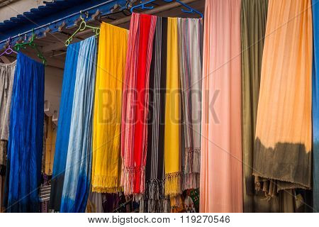 Old Medina Souk Fez, Artisan Shop Of Colorful Moroccan Leather, Fez, Morocco.