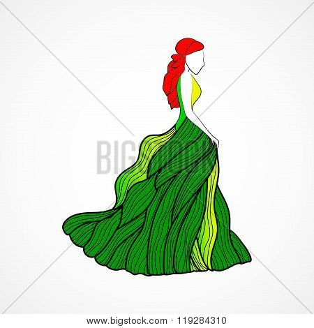 Vector Girl In Floral Dress