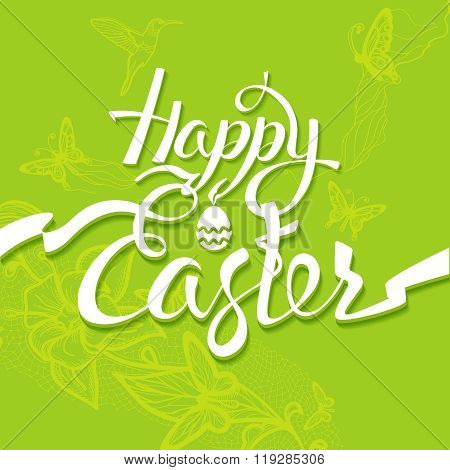 Happy Easter sign symbol logo on a green background.