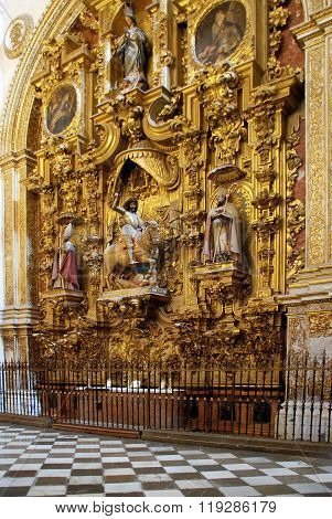 Gilt altar inside Granada Cathedral.