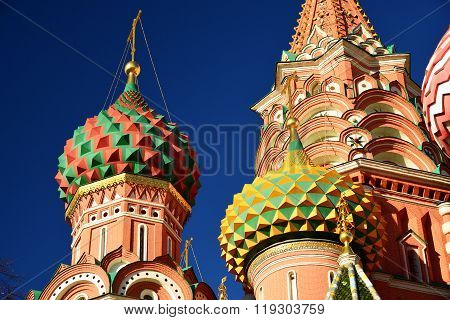 Saint Basil Cathedral and Vasilevsky Descent of Red Square in Moscow Kremlin, Russia