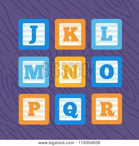 Set Of Flat Vector Minimalistic Alphabet Baby Blocks.