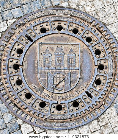 old Manhole cover in Prague