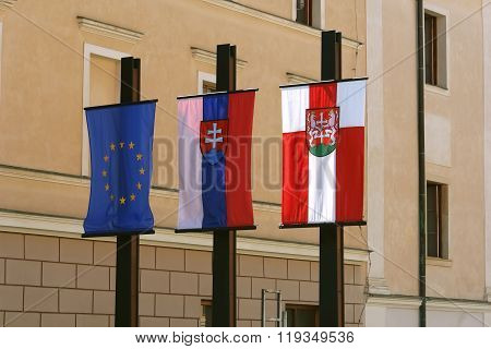 Three Flags In Levoca.