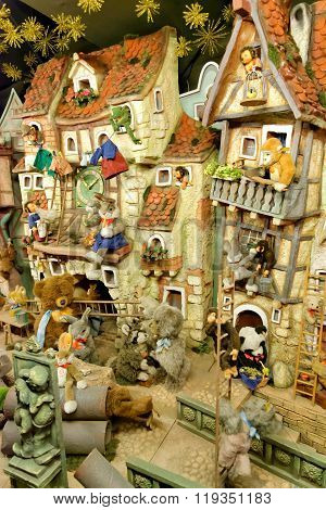 ROTHENBURG OB DER TAUBER GERMANY - AUGUST 10 2015: Part of the interior of the world famous Christmas Kathe Wohlfahrt Store.