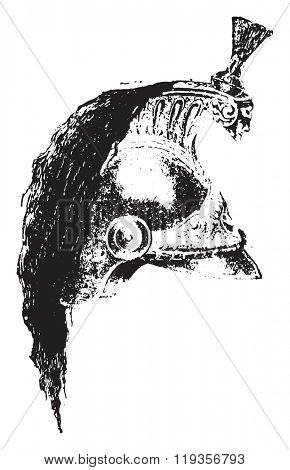 Dreadnaught Helmet, vintage engraved illustration. Dictionary of words and things - Larive and Fleury - 1895.