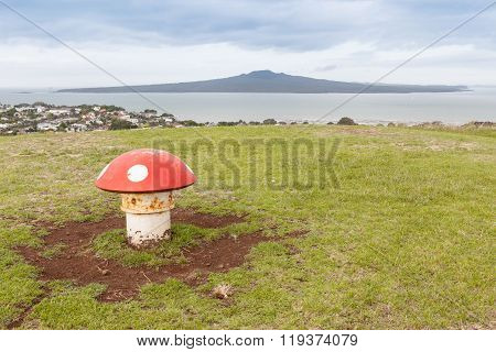 The Scenic View Rangitoto Island From Victoria Hill, Auckland, New Zealand.