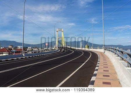 Bridge Over The Harbor In Manado, Indonesia