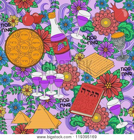 Passover Seamless Pattern Background