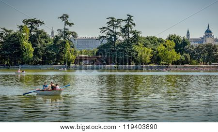 Family in a rowboat