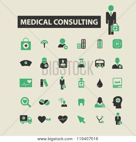 medical consulting icons, medical consulting logo, medical consulting vector, medical consulting flat illustration concept, medical consulting infographics, medical consulting symbols, 
