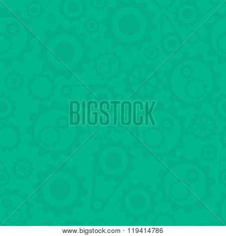 Green background with cogwheels.