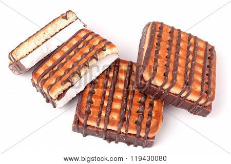 zephyr cookie with chocolate on whitebackground
