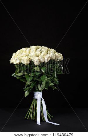 Bouquet Of 51 White Roses, Studio Shot, Spring Is Coming