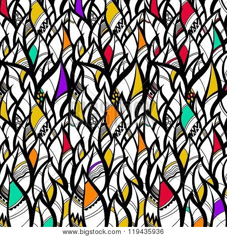 Decorative ornamental spring pattern. Endless elegant texture with leaves. Tempate for design fabric