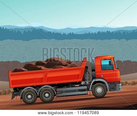 Red Tipper Dump Truck Color Vector