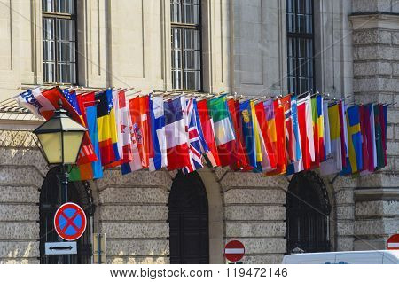 State flag. National flag- one of the state symbols.