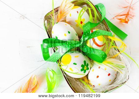 Handcrafted Easter Eggs In The Nest