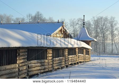 The Complex Manor Bogoslovka At Sunny Winter Day.