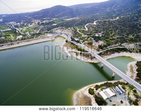 Aerial View Of Germasogeia Dam, Limassol, Cyprus