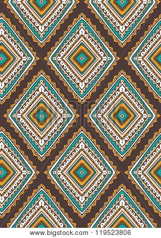 Vector seamless pattern with ethnic tribal ornamental rhombuses . Boho and hippie stylish background