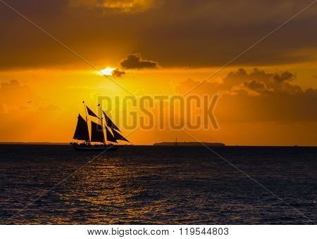 Sailing Schooner Sunset