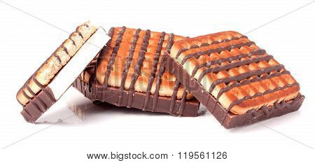 zephyr cookie with chocolate on whitebackground