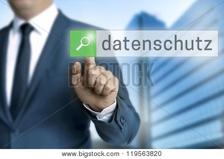 Data Protection (in German Datenschutz) Browser Is Operated By Businessman