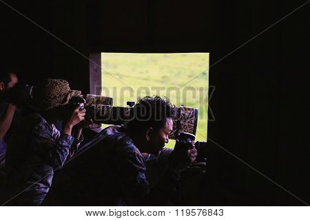 Wild Photographers Hide In Tower For Shooting The Photo