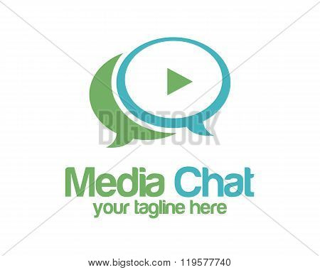 Media Chat Logo Design Vector Template. Speech Bubble Symbol Vector . Media Play Logo Design Vector.